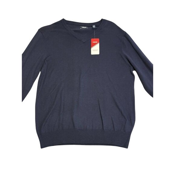 Men's IZOD V-Neck Blue Navy Sweater Size Medium NWT - Picture 1 of 5